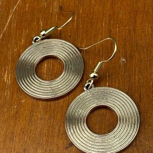 Gold-Tone Circular Drop Earrings - Classic Hoop Disc Design